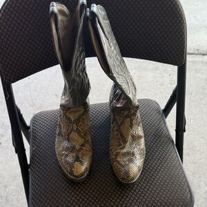 Abilene Boot Co. Tan and Brown Reptile Boots